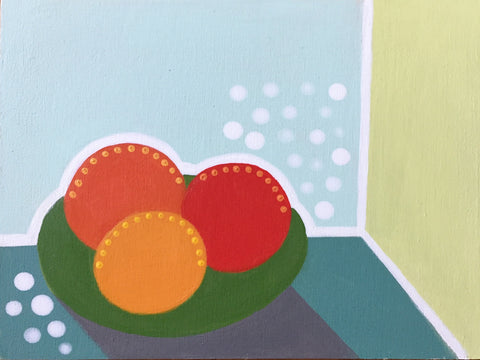 Oranges on Green Plate