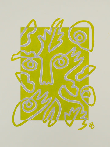 Fingers Faces & Plants in Green Mat