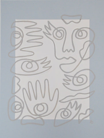 Fingers & Faces in Blue & Grey Mat