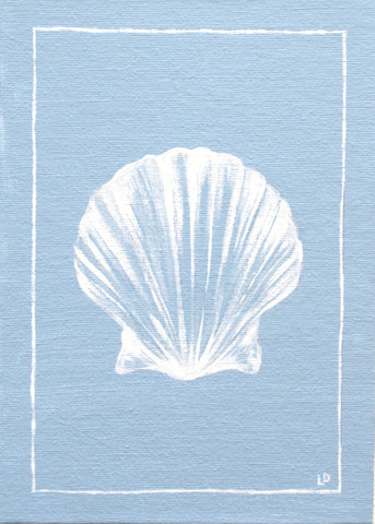 Petite Scallop Shell on Blue