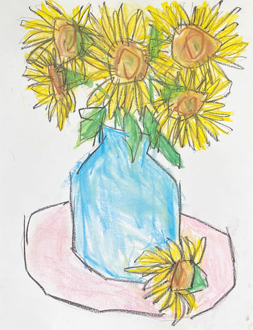 Sunflowers in Blue Vase