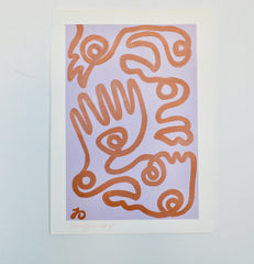 Fingers & Faces in Lavender & Burnt Orange II